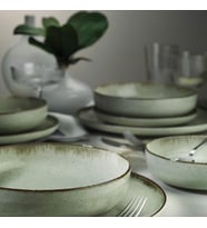 Kütahya Porselen Moderna 24 Parça Yemek Takımı Pearl P03 Yeşil