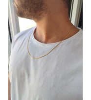 Çelik Erkek İnce İtalyan Yassı Kolye (Gold)