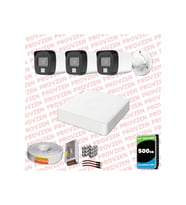Provzen Hikvision 3 Kamera Hibrit ColorVu Full HD Güvenlik Kamera Olay Anında bildirim