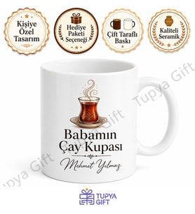Babamın Çay Kupası Yazılı Özel Kupa Bardak Babalar Günü Hediyesi