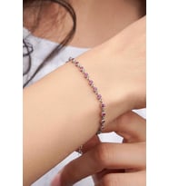Gümüş Koyu Pembe Zirkon Taşlı Pırlanta Modeli Su Yolu Bileklik (Gümüş-A.Pembe)