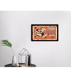BK Home Coffee Tasarımlı Dekoratif Ahşap Siyah Çerçeveli Tablo-35
