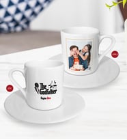 BK Gift Kişiye Özel Babalar Günü Hediyesi Fotoğraflı Türk Kahvesi Fincanı-83 (Beyaz)