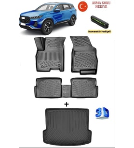 Rizline Chery Tiggo 7 Pro 2020-2025 Yılları Arası Uyumlu 3D Havuzlu Paspas ve Bagaj Havuzu Seti ASMA KOKU VE NUMARATÖR HEDİYELİ