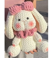Büyük Peluş Tavşan – Fiyonklu Dekoratif Tavşan Bebek Odası Hediyesi / Sevgililer Günü & Doğum Günü Hediyesi 30-40 cm (Beyaz)