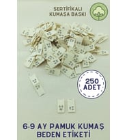6-9 Ay Pamuk Kumaş Beden Etiketi 250 Adet