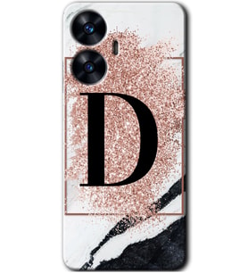 Realme C55 Kılıf HD Desen Baskılı Kılıf - Pembe Mermer Desenli D Harfi