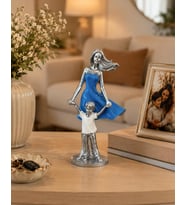 Anne Çocuk Biblo  Dekoratif Ev ve Ofis Aksesuarı  Polyester Döküm 10x25 cm 3 Renk Seçenek (Beyaz-Mavi)