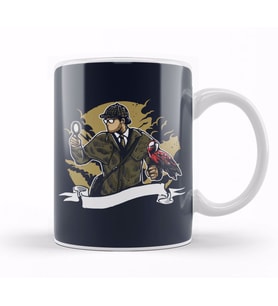 Sherlock Holmes Parrot Magnifying Glass Kupa Bardak Porselen