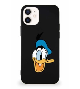 Apple iPhone 12 Soft Premier Kapak Donald Duck-A Tasarımlı Silikon Kılıf - Siyah (Şeffaf)