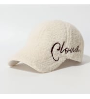 Valkyrie Peluş Şapka Kadın Erkek Unisex Kışlık Şapka Cloud Nakışlı Ayarlanabilir Bej Teddy Şapka Beyaz
