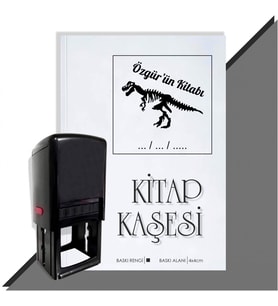 Kişiye Özel  Dinazor İskelet Tarihli Kitap Kaşesi (Siyah)