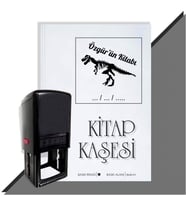 Kişiye Özel  Dinazor İskelet Tarihli Kitap Kaşesi (Siyah)