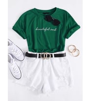 Beautiful Soul Baskılı Tasarım Tshirt (Yeşil)