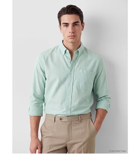 LCWAIKIKI Classic Yeşil Regular Fit Oxford Erkek Gömlek