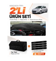 OPEL CORSA E (2013-2019) Uyumlu Torpido Örtüsü + Tay Tüyü Bagaj Çantası + Sticker Seti - Siyah