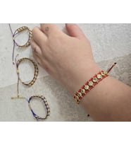 Miyuki Gold Taşlı Bileklik (Kırmızı)