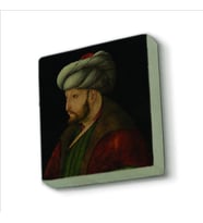 Fatih Sultan Mehmet (Gentile Bellini çizimi,1481) Baskılı Doğaltaş  Magnet(KRT-090)Buzdolabı Süsü