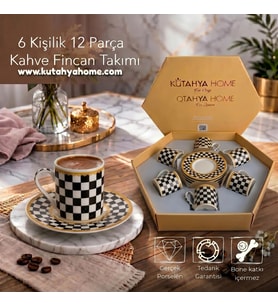 ROYAL KAHVE FİNCAN TAKIMI 12 PRÇ PORSELEN DAMA DESEN