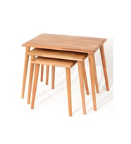 Fawdecor Dikdörtgen Masif Doğal Tekli, 2'li, 3'lü Zigon Sehpa Set, Modern Masif Yan Sehpa (Açık Meşe)