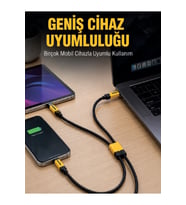 Çoklu 240W Şarj Kablosu Type-C Lightning Micro USB Örgü Kablo