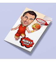 Kişiye Özel Smaç Basan Basketbolcu Karikatürlü Tebrik Kartı