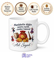 Memlekette Düğün Sezonu Kupa Bardak Komik Hediye Porselen Mug