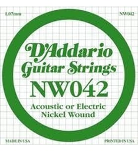 Daddario NW042 Elektro ve Akustik Tek Tel Nickel Wound, .042
