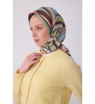 Geometrik Desen İpek Twill Eşarp (T)  4311 (A.Pudra)