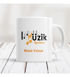 Müzik öğretmeni isme özel kupa bardak