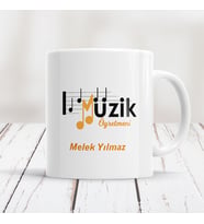 Müzik öğretmeni isme özel kupa bardak