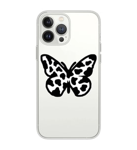 Iphone 12 PRO Uyumlu Siyah Beyaz Kelebek Tasarımlı Şeffaf Telefon Kılıfı