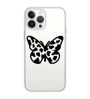 Iphone 12 PRO Uyumlu Siyah Beyaz Kelebek Tasarımlı Şeffaf Telefon Kılıfı