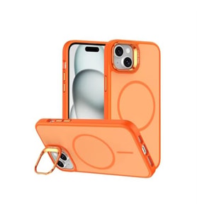 Coverzone iPhone 13 ile Uyumlu kilif MagSafe ile uyumlu K?l?f Stand �zellikli M?knat?sl? Flexa Y�z�k Tutuculu IPHONE 13 i�in KILIF Darbe Emici Mat Arka Kapak Koruyucu K?l?f Turuncu