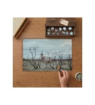 Beyaz At Çalıların Arasında Tasarımı 240 parça Ahşap Puzzle Ahşap Kutuda MP10154