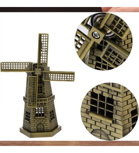 Vintage Metal Hollanda Yel Değirmeni Biblo Antik Bronz 17cm