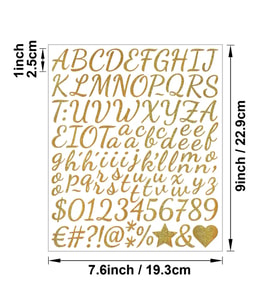 Büyük Boy El Yazısı Simli Harf Sticker Seti 2.5 cm Kaligrafi Albüm Etiketi Gold