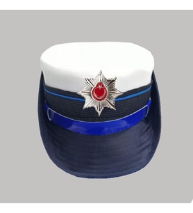 Trafik Polis Tören Şapkası Bayan ( Kep Bayan) Beyaz Renk (Lacivert-Beyaz)