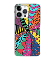 PrintiFy Apple  iPhone 14 Pro ile Uyumlu 1mm Slim Fit Retro Renkler 4 Baskılı Şeffaf  Kılıf