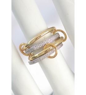 Metal Gold Renk Zirkon Taşlı Halka Detaylı Kadın Yüzük (Altın)