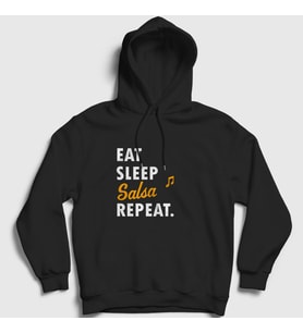 Presmono Unisex Beyaz Eat Sleep Salsa Repeat Hediye Dance Dansçı Kapüşonlu Sweatshirt 464500tt (Siyah)