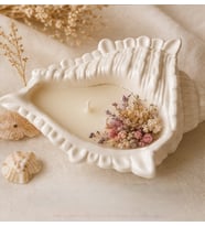Deniz Kabuğu İçinde Okyanus Temalı Kokulu Aromaterapi Mum Dekoratif El Yapımı Tasarım Mum