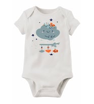 Unisex Bebek Beyaz Organik Baskılı Pamuklu Body
