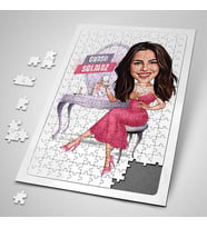 Güzelliğine Önem Veren Kadın Karikatürlü 240 Parça Kişiye Özel  Puzzle
