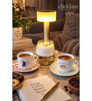 Doğum Günü Özel Gün Kedi Desenli 2'li Porselen Fincan, Soya Mum ve Masa Lambası Seti