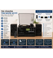 Dosound TR-18 Ahşap Hoparlörlü Pikap Çalar Kaset CD Bluetooth USB SD Müzik Sistemi