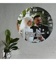 Kişiye Özel Fotoğraflı İsimli Tarihli Duvar Saati