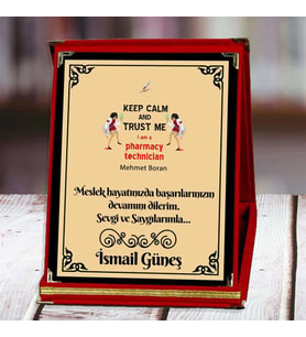 Eczacı Teknisyeni Baskılı Plaket (4. Tasarım)  Kişiye Özel (Kırmızı)