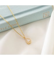 925 Ayar Gümüş Nisan Ayı Doğum Taşı ( Diamond ) Damla Kolye