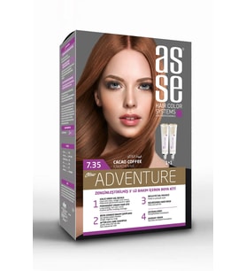 Asse Adventure Set Saç Boyası, Kalıcı ve Canlı Renkler 1+1 Kullanım Seti No7.35 Kakao Kahve